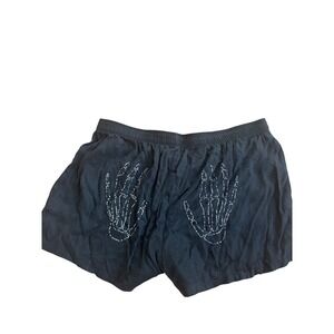 PINK Victoria's Secret Black Boxer Shorts Skeleton Hands Women's Large
